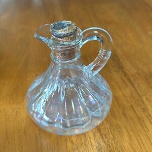 Vintage Anchor Hocking cruet. 3 1/2” at base. 4” tall. Not original stopper.